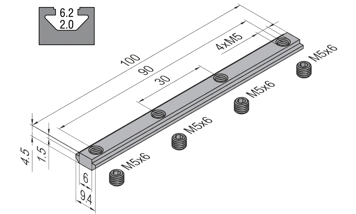 Conector Lineal para Barra con Opresor