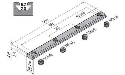 Conector Lineal para Barra con Opresor