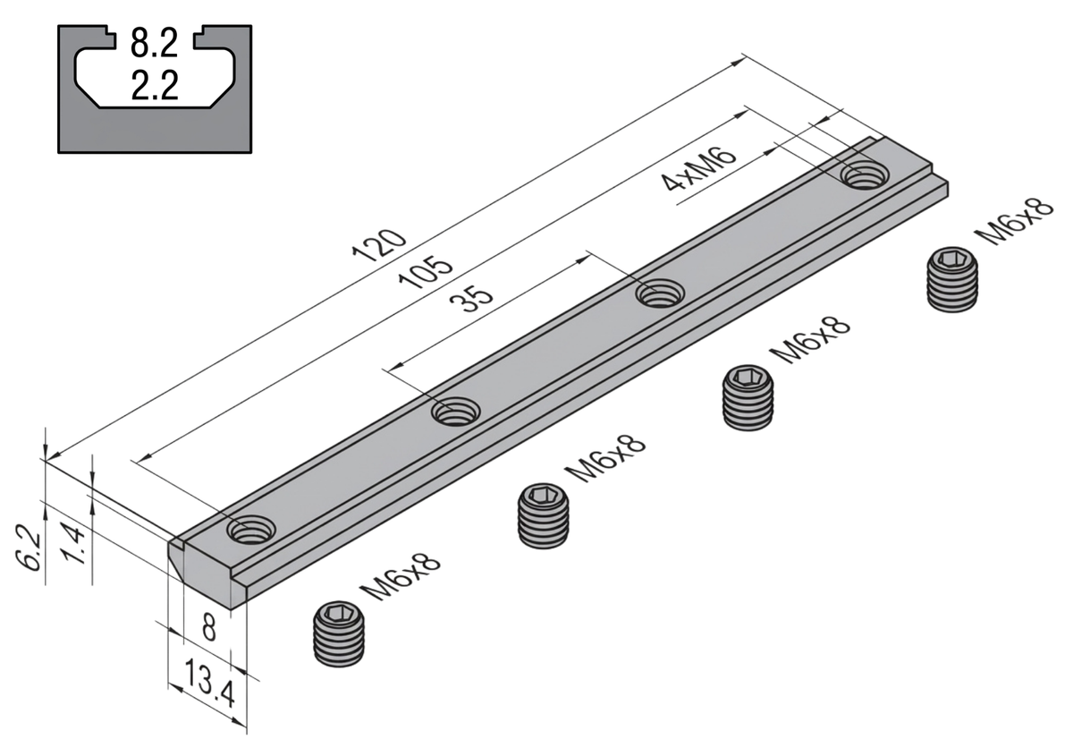 Conector Lineal para Barra con Opresor