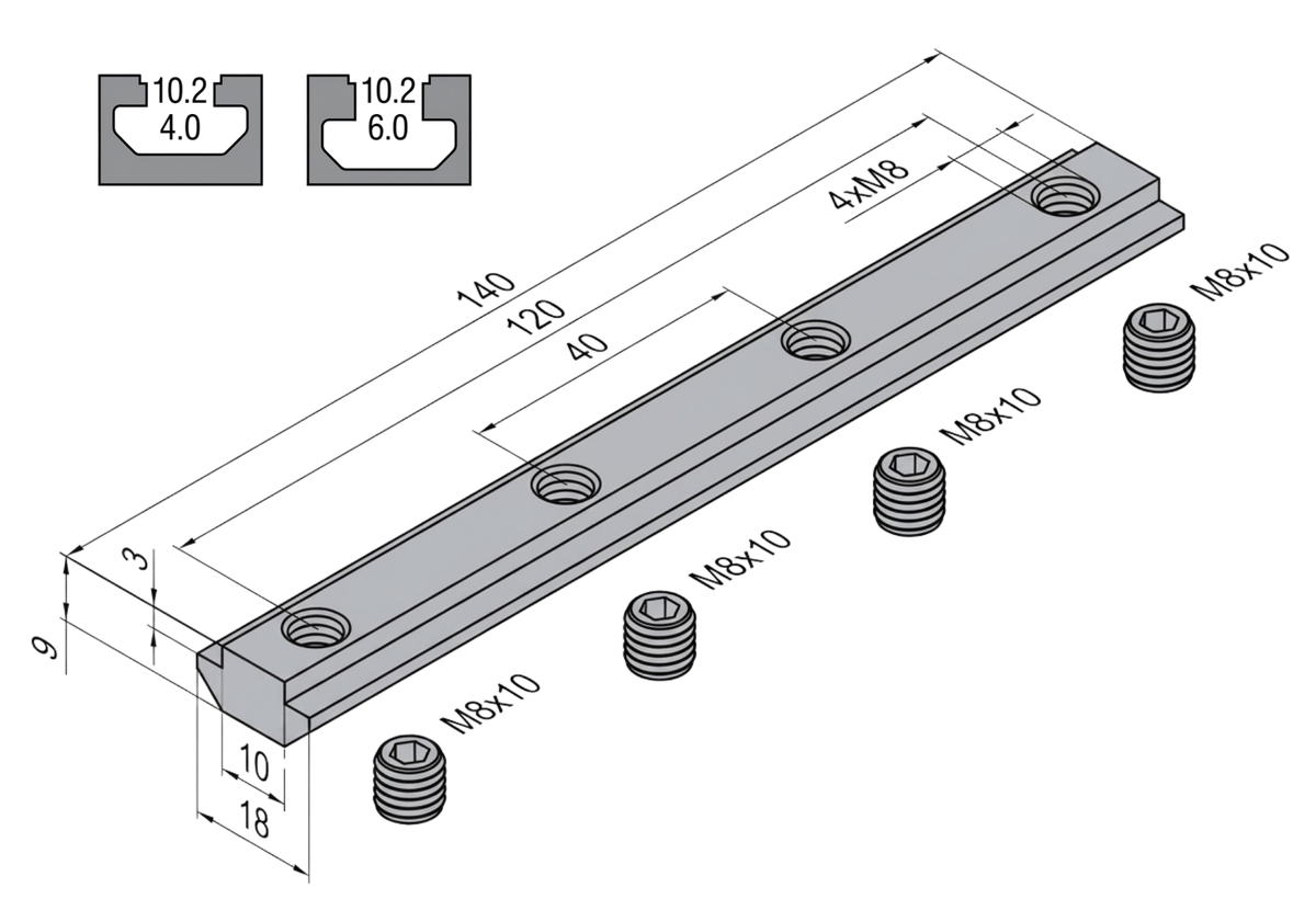 Conector Lineal para Barra con Opresor